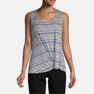 4/$15 💗 Max Studio Size S Women's Striped Sleeveless Tank Top Grey/Blue